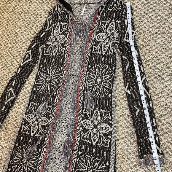 Free People Kai Open Front Pom Pom Tassel Tie Hooded Duster Cardigan - Picture 12 of 14